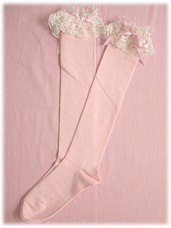 9mm Ribbon High Socks - Pink 9mm Ribbon High Socks - Pink