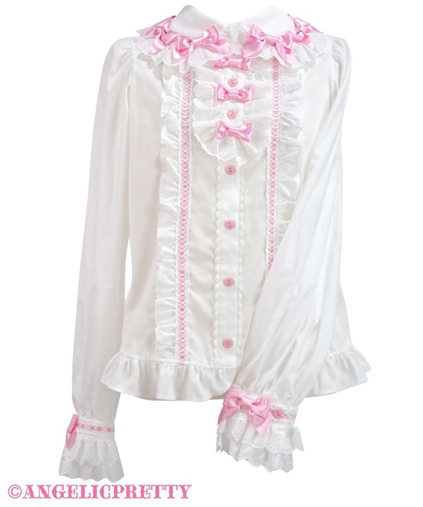 A la carte Ribbon Blouse - White x Pink