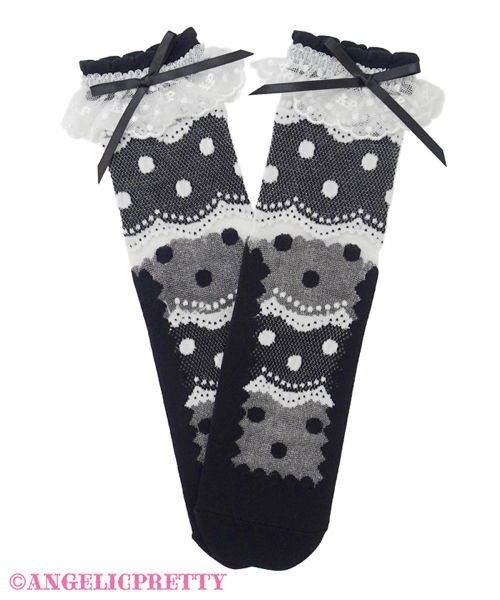 Airy Dot Crew Socks - Black