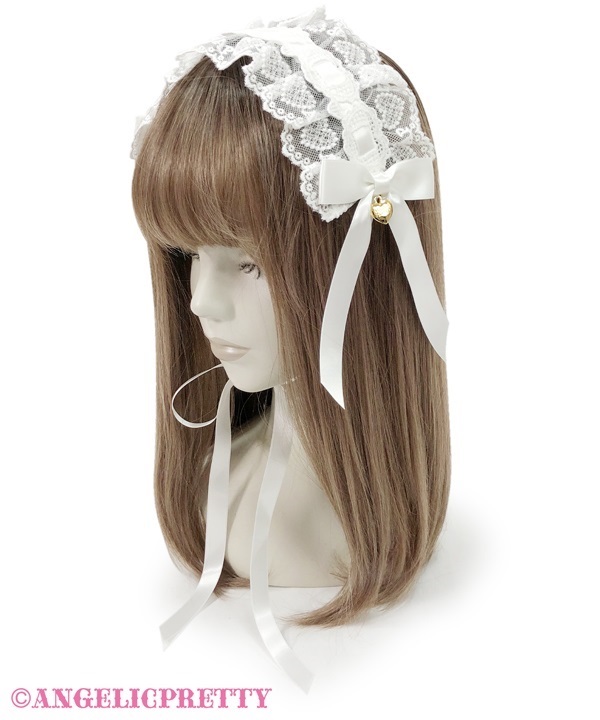 Airy Heart Ladder Lace Headdress - White x Red [242KD05