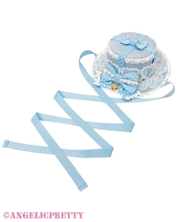 Airy Heart Present Ribbon Mini Hat - Sax