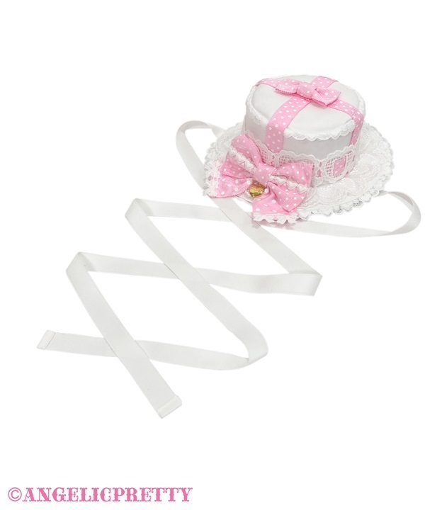 Airy Heart Present Ribbon Mini Hat - White