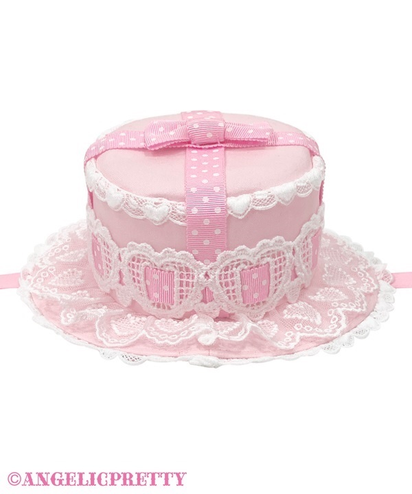 Airy Heart Present Ribbon Mini Hat - White