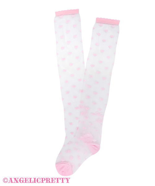 Airy Lovely Heart Over Knee - Pink