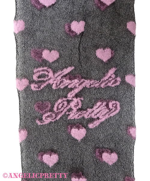 Airy Lovely Heart Over Knee - Pink x Black