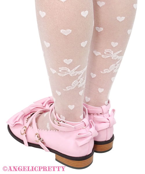 Airy Lovely Heart Over Knee - Pink x Black