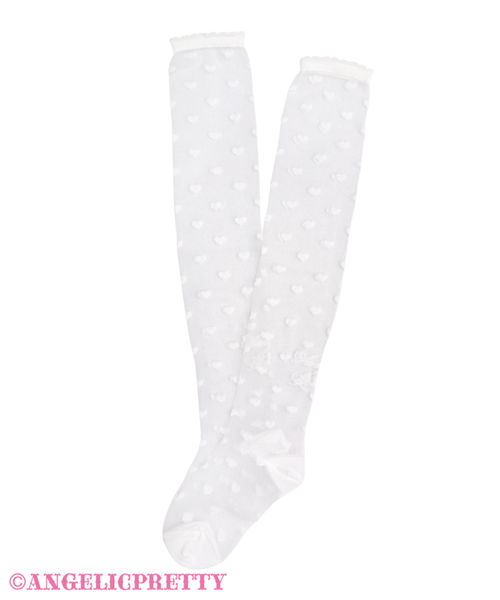 Airy Lovely Heart Over Knee - White
