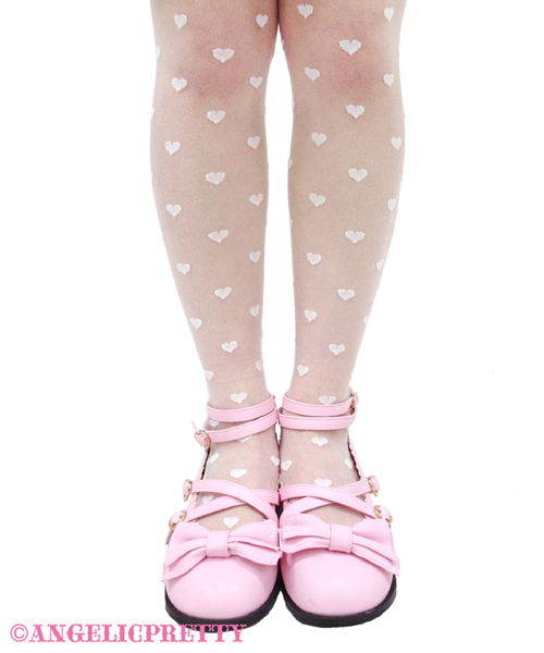 Airy Lovely Heart Over Knee - White