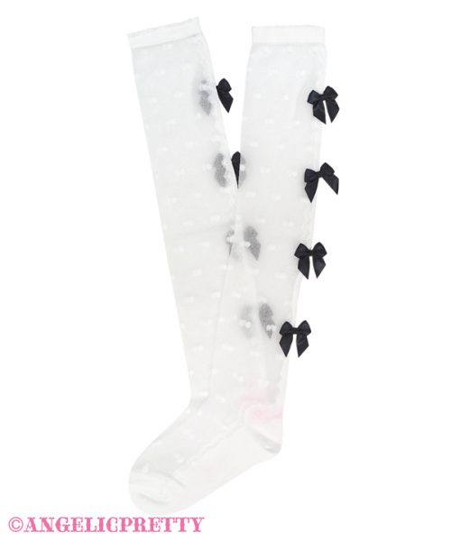Airy Petit Ribbon Over Knee - White x Black