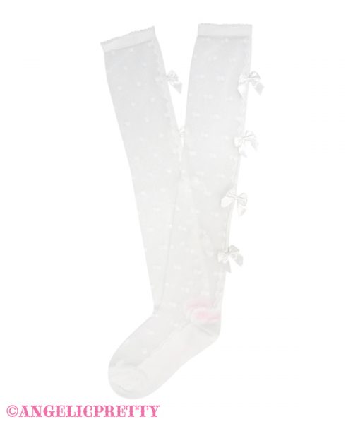 Airy Petit Ribbon Over Knee - White x White