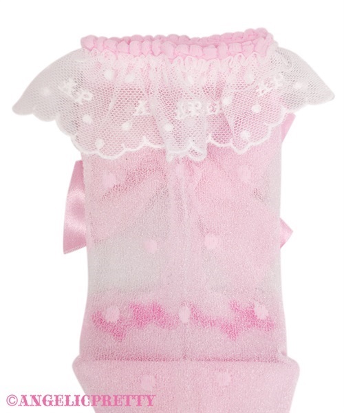 Airy Twin Ribbon Crew Socks - White