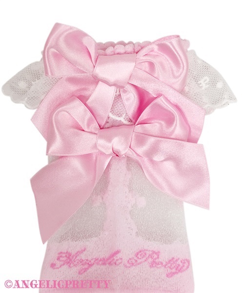 Airy Twin Ribbon Crew Socks - White
