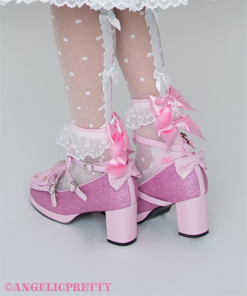 Airy Twin Ribbon Crew Socks - White