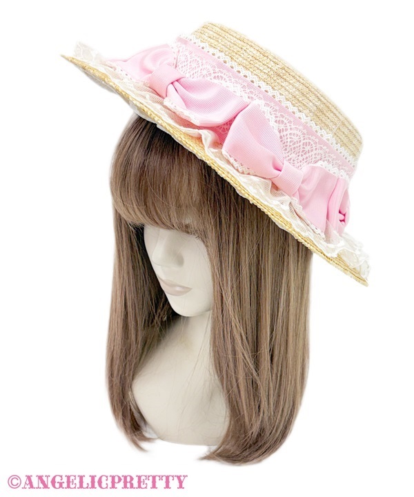 Al a carte Ribbon Straw Hat - Pink [262KH05-110683-pk] - $130.00