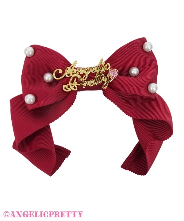 Angelic Plate Grosgrain Ribbon Barrette - Wine