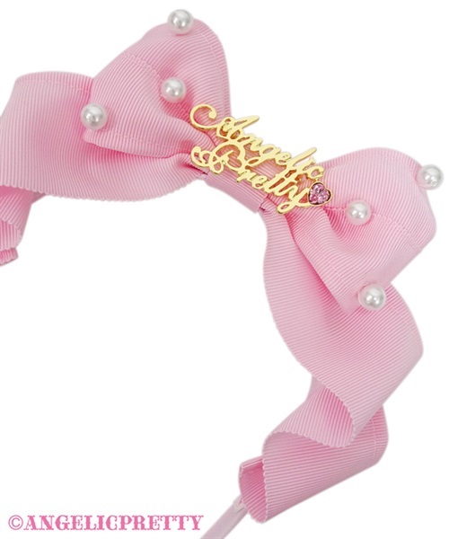 Angelic Plate Grosgrain Ribbon Headbow - White - Click Image to Close