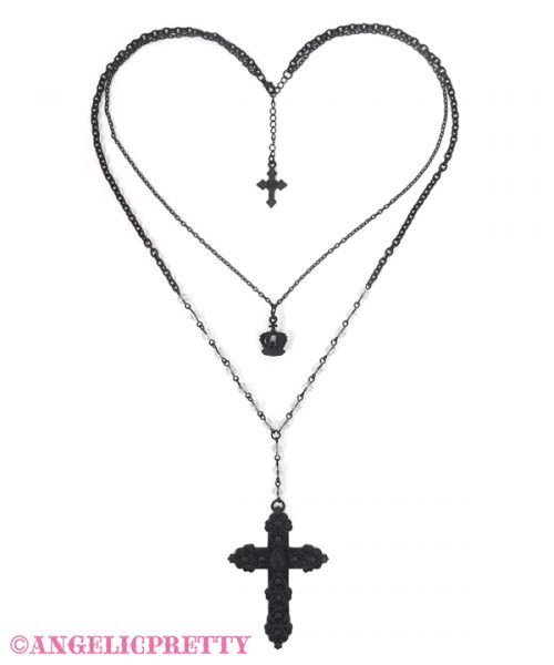 Brilliant Cross Necklace - Black