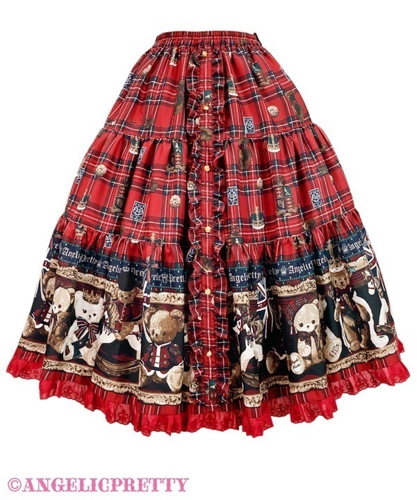 British Bear Tiered Skirt - Red [252PS01-010153-rd British Bear Tiered Skirt - Red [252PS01-010153-rd