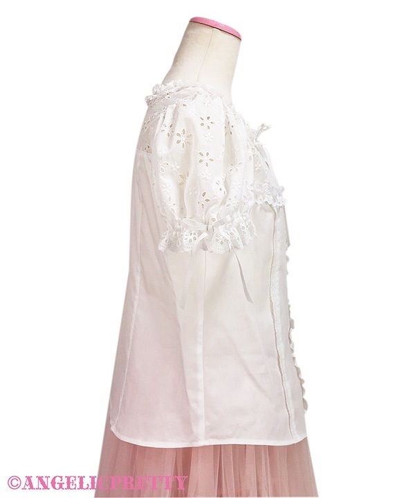 Cambric Lace Switching Blouse - White [252B05-060474-wh] - $170.00