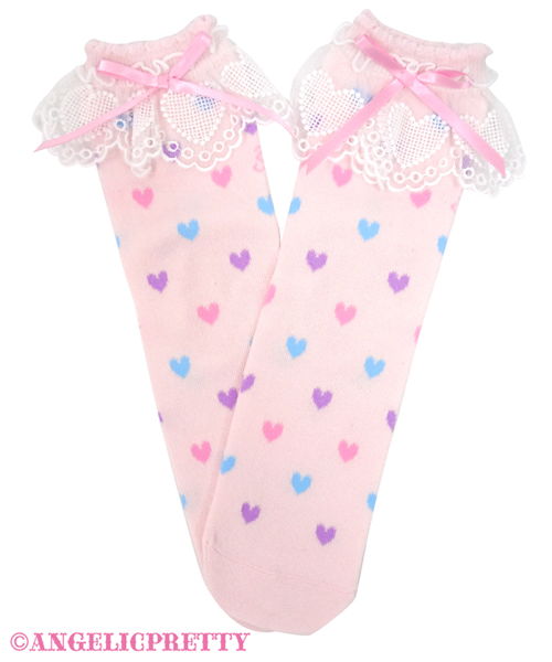 Candy Petit Heart Crew Socks - Pink