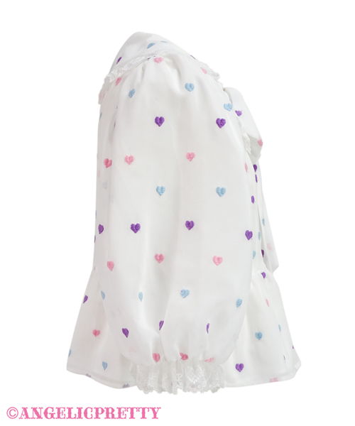 Candy Petit Heart Highwaist Blouse - White