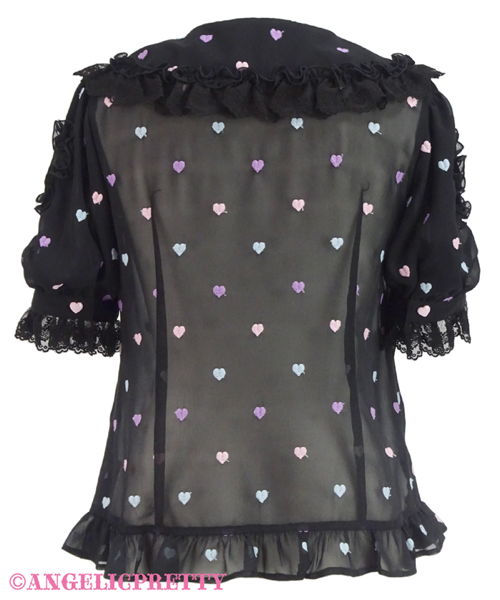 Candy Petit Heart Round Collar Blouse - White