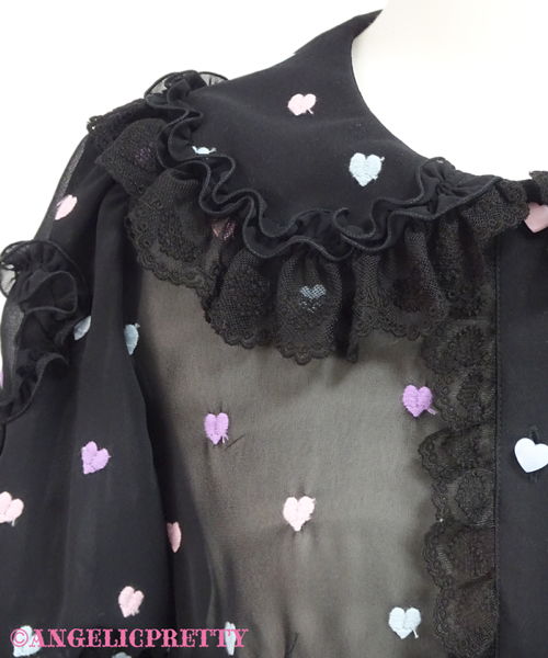 Candy Petit Heart Round Collar Blouse - White