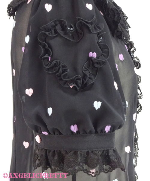 Candy Petit Heart Round Collar Blouse - White