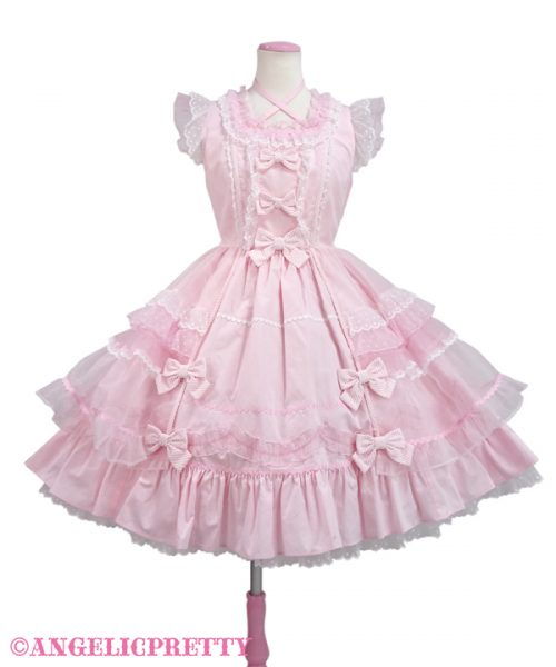 Candy Stripe Ribbon One Piece - Pink