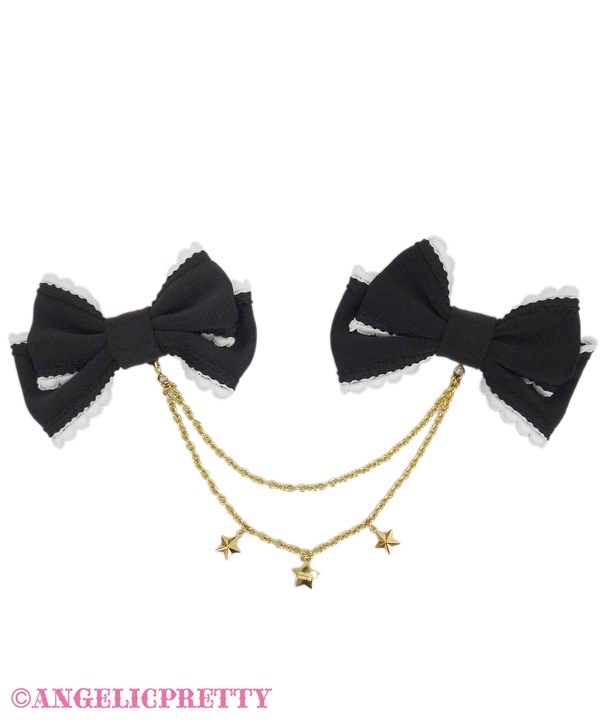 Carnival Little Star Twin Ribbon Clip - Black