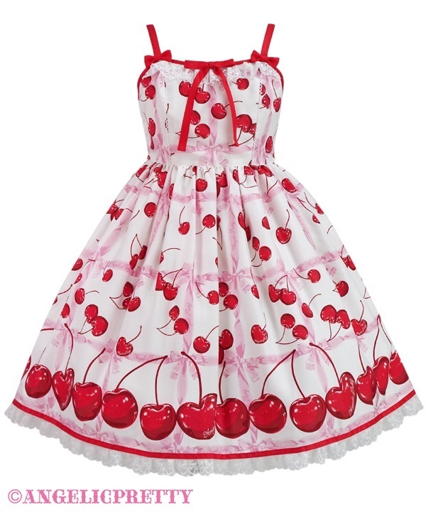 Charming Cherry Jumperskirt - White