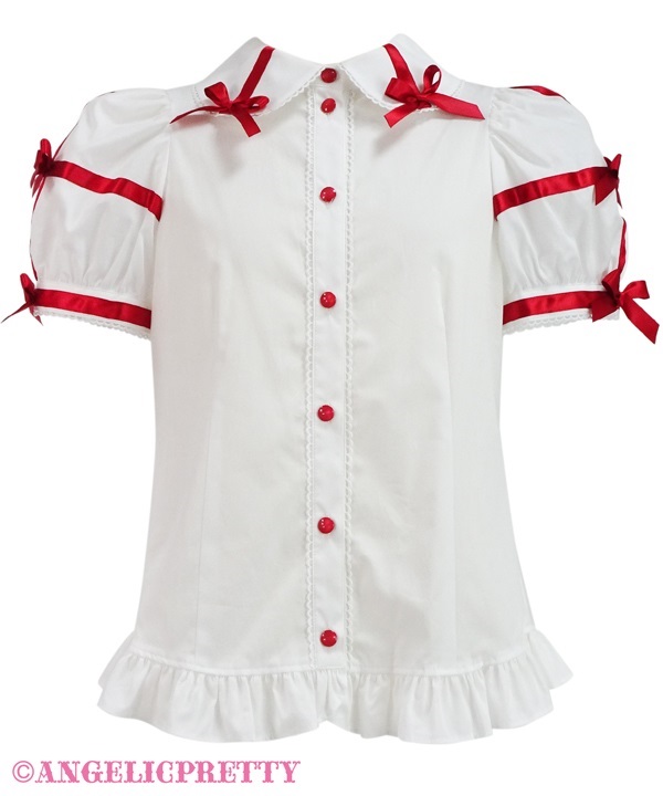 Charming Cross Ribbon Blouse - Red