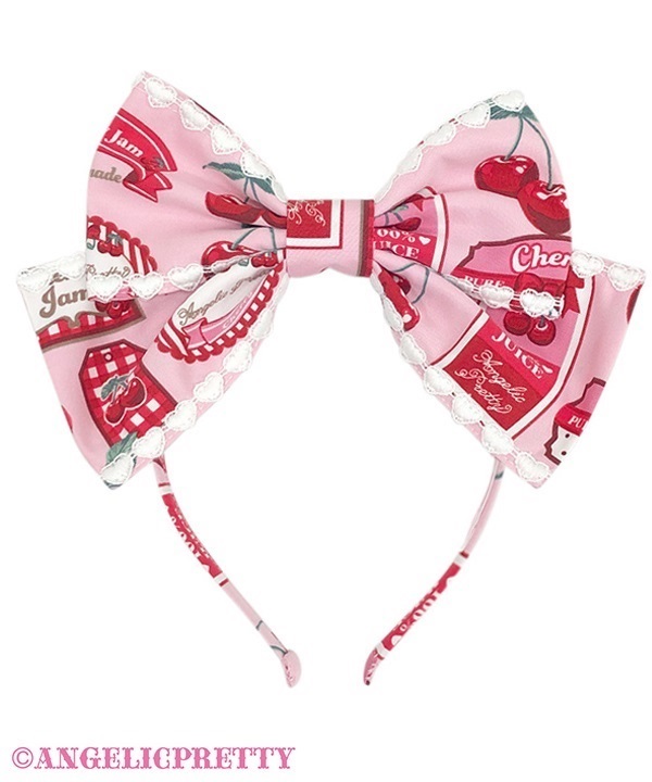 Cherry Jam Label Headbow - Pink
