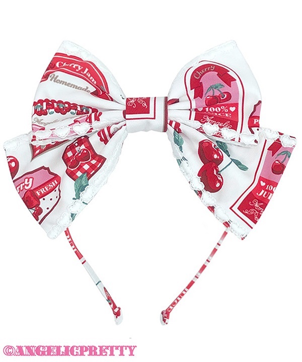 Cherry Jam Label Headbow - White