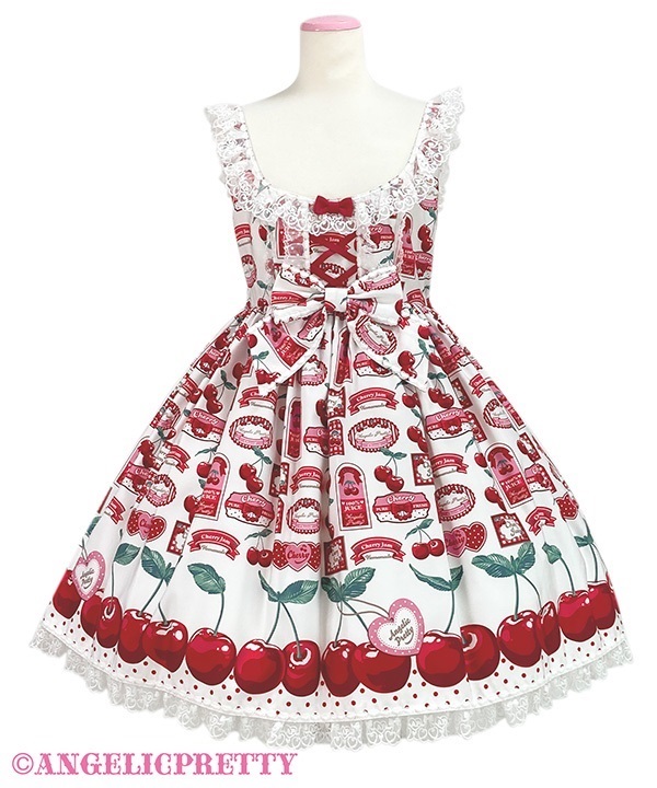 Cherry Jam Label Jumperskirt - White