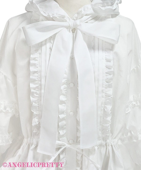Classic Frill Hooded Blouse - Sax