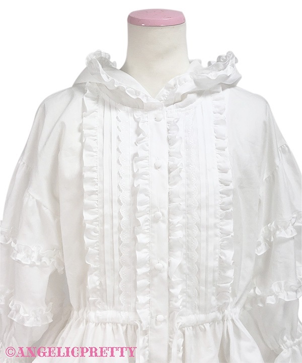 Classic Frill Hooded Blouse - Sax