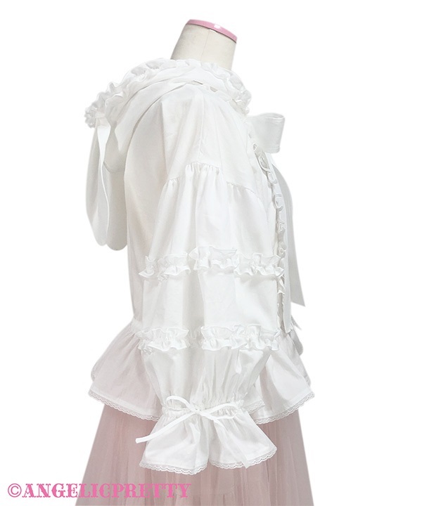 Classic Frill Hooded Blouse - Sax