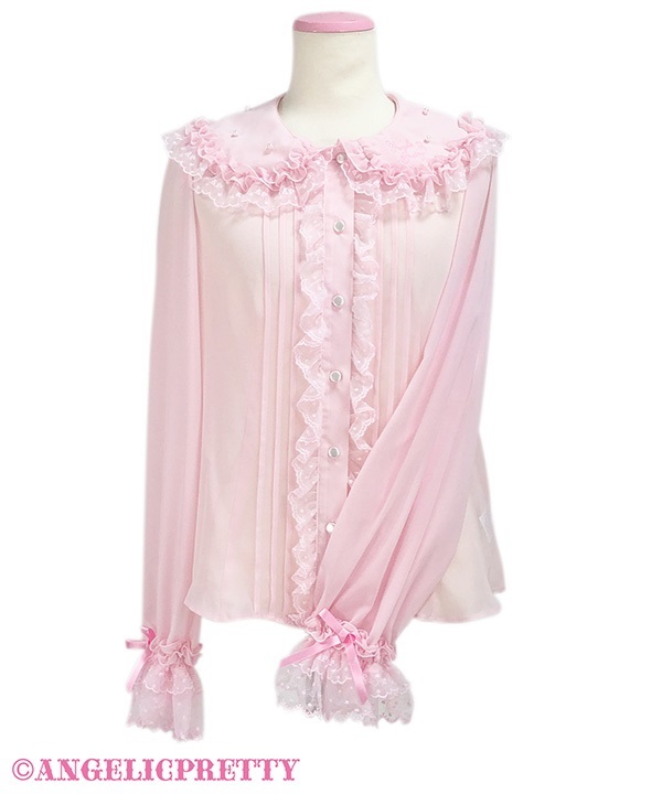 Collar Logo Embroidered Blouse - Pink