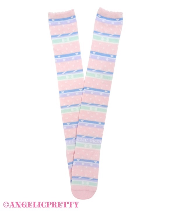 Colorful Border Over Knee - Pink