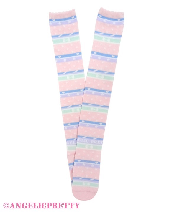 Colorful Border Over Knee - Pink
