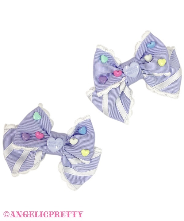 Colorful Heart Ribbon Clip Set - Lavender