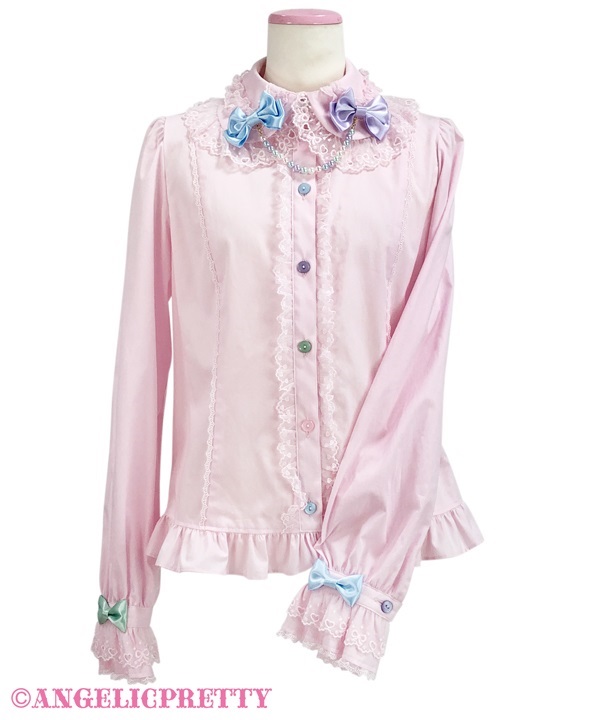Colorful Necklace Blouse - Pink - Click Image to Close