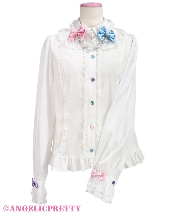 Colorful Necklace Blouse - White - Click Image to Close