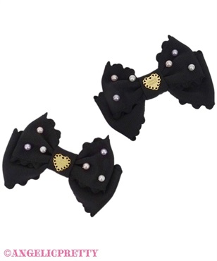 Colorful pearl ribbon clip set - Black