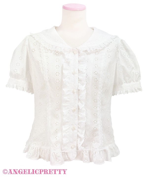 Cotton Garden Lace Sailor Blouse - White