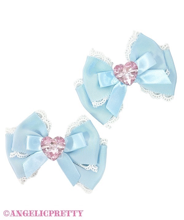 Crystal Heart Ribbon Clip Set - Sax