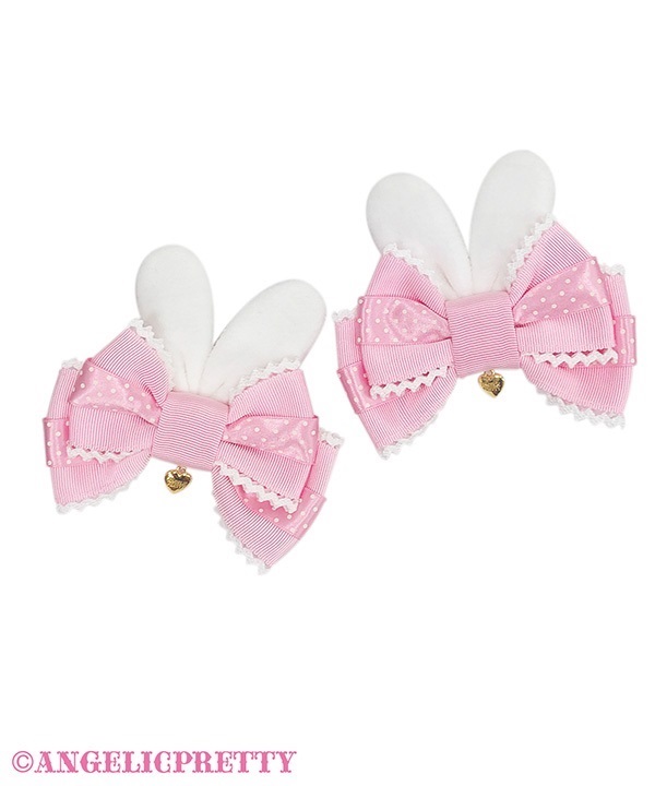 Cute Bunny Ribbon Clip Set - Pink
