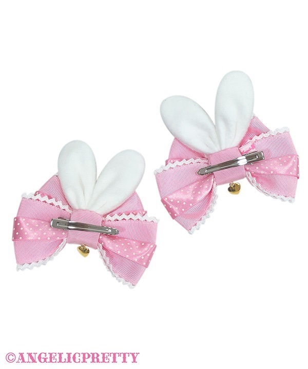 Cute Bunny Ribbon Clip Set - Red