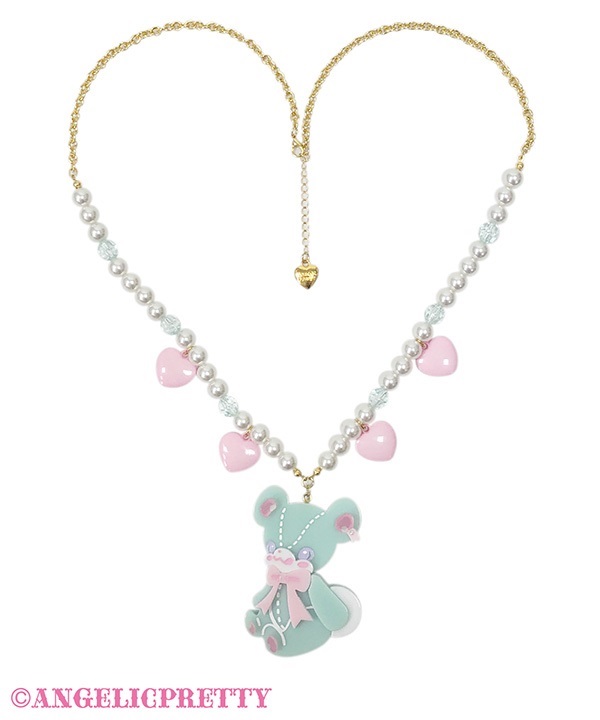 Cute Hanikami Bear Necklace - Mint